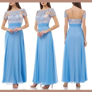 NEW $298 JS Collections‎ Embroidered Illusion Bodice Gown [SZ 14 ]